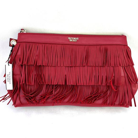 NWT Victoria's Secret Red On The FRINGE NIGHT OUT WRISTLET CLUTCH Bag - Picture 1 of 6